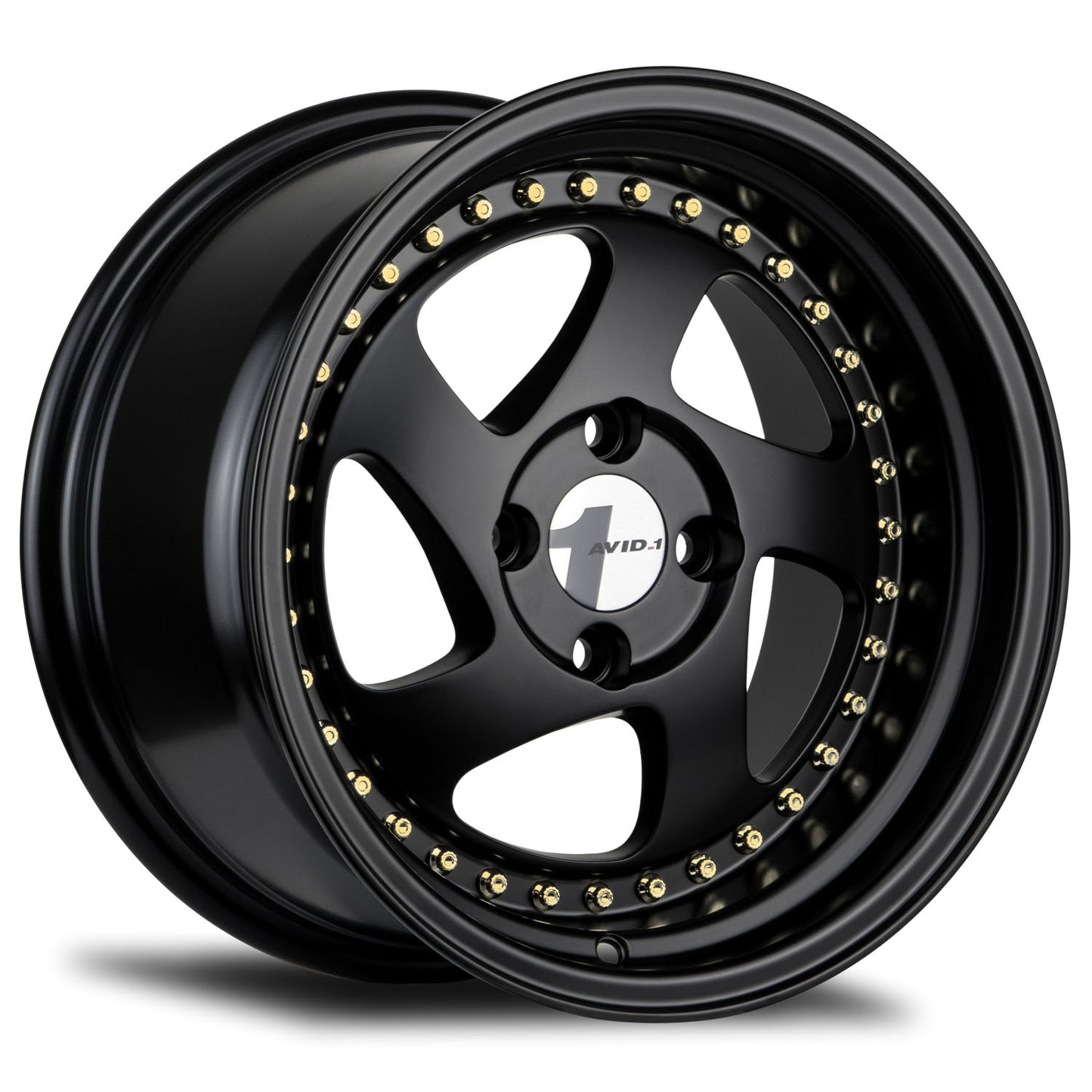 AVID.1 AV-19 15X8 +25 4X100 MATTE BLACK GOLD RIVETS