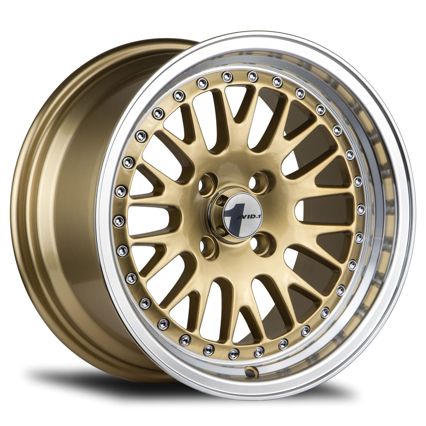 AVID.1 AV-12 15X8 +25 4X100 GOLD MACHINED LIP