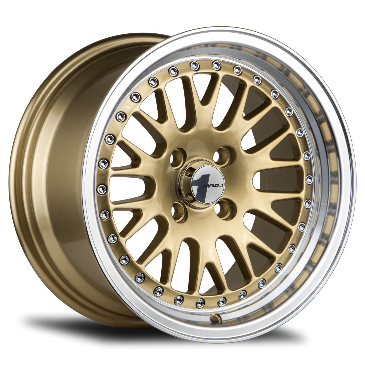 AVID.1 AV-12 15X8 +25 4X100 GOLD MACHINED LIP