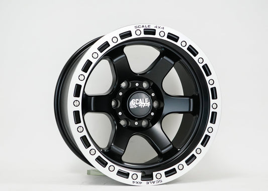 SCALE 4X4 S03 17X9 -25 6X139.7 MATTE BLACK MACHINED LIP